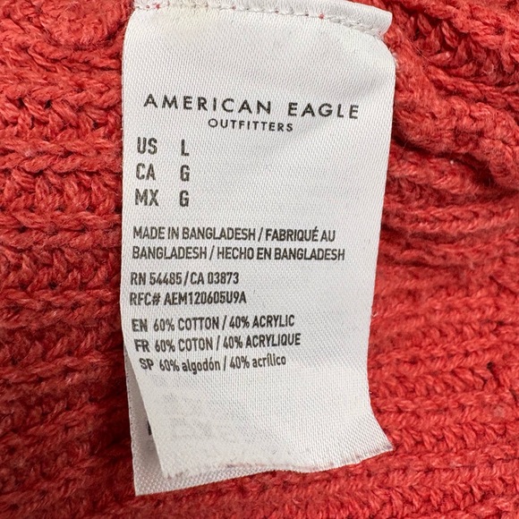 American Eagle Sweater Womens Large Coral Cropped Henley Y2K Coquette Streetwear - Picture 5 of 12